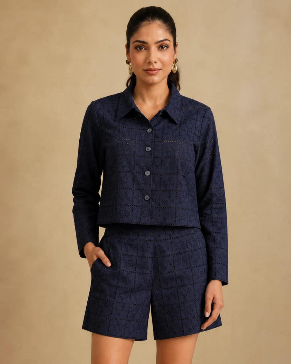 The Amalfi Navy Textured Co-ord Set