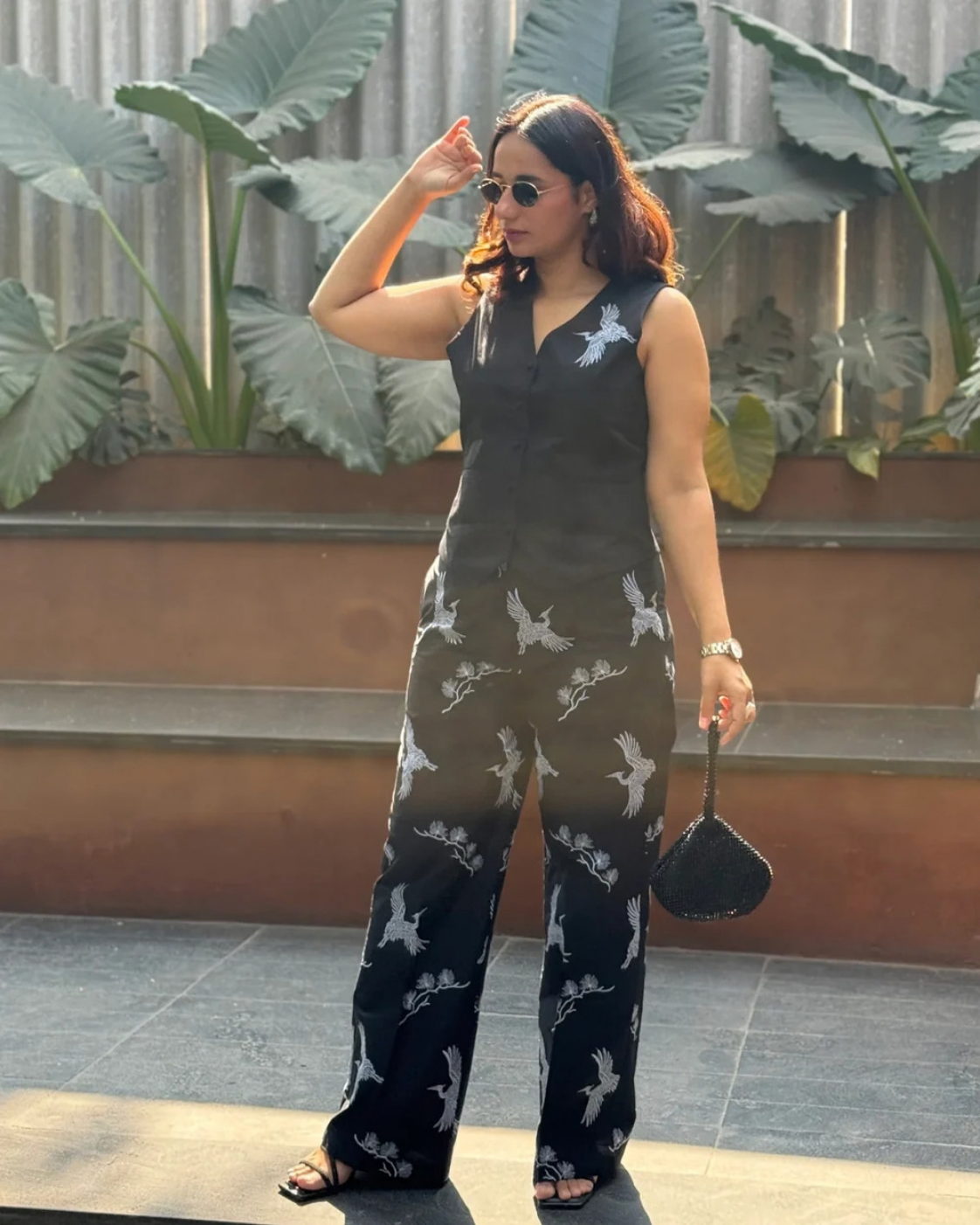 Deepika Kewalramani in The Orion Noir Crane Vest Set