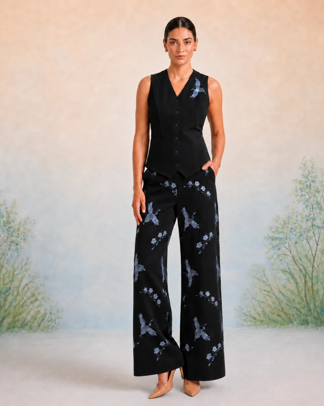 Punanya Virmani in The Orion Noir Crane Vest Set