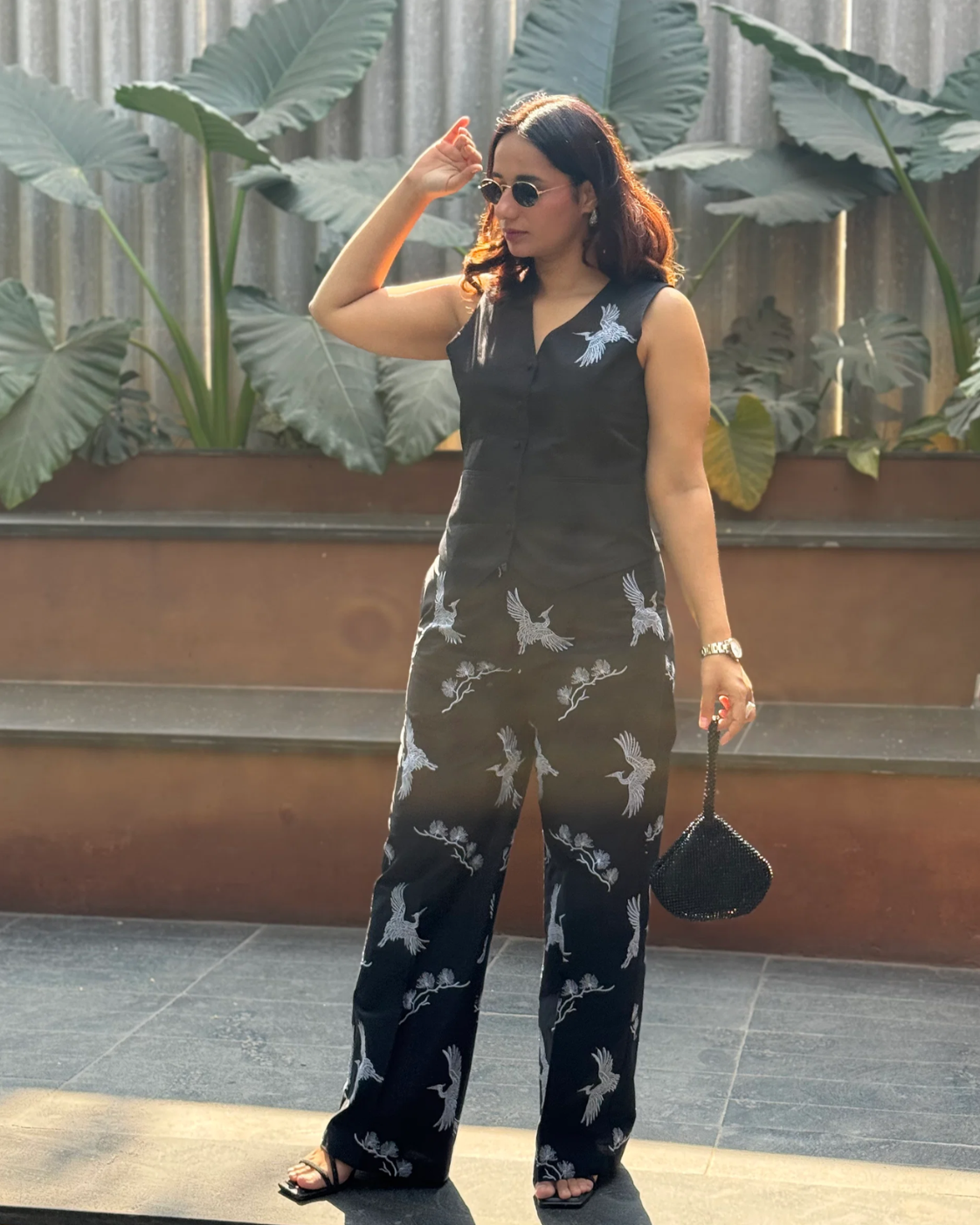 Deepika Kewalramani in The Orion Noir Crane Vest Set