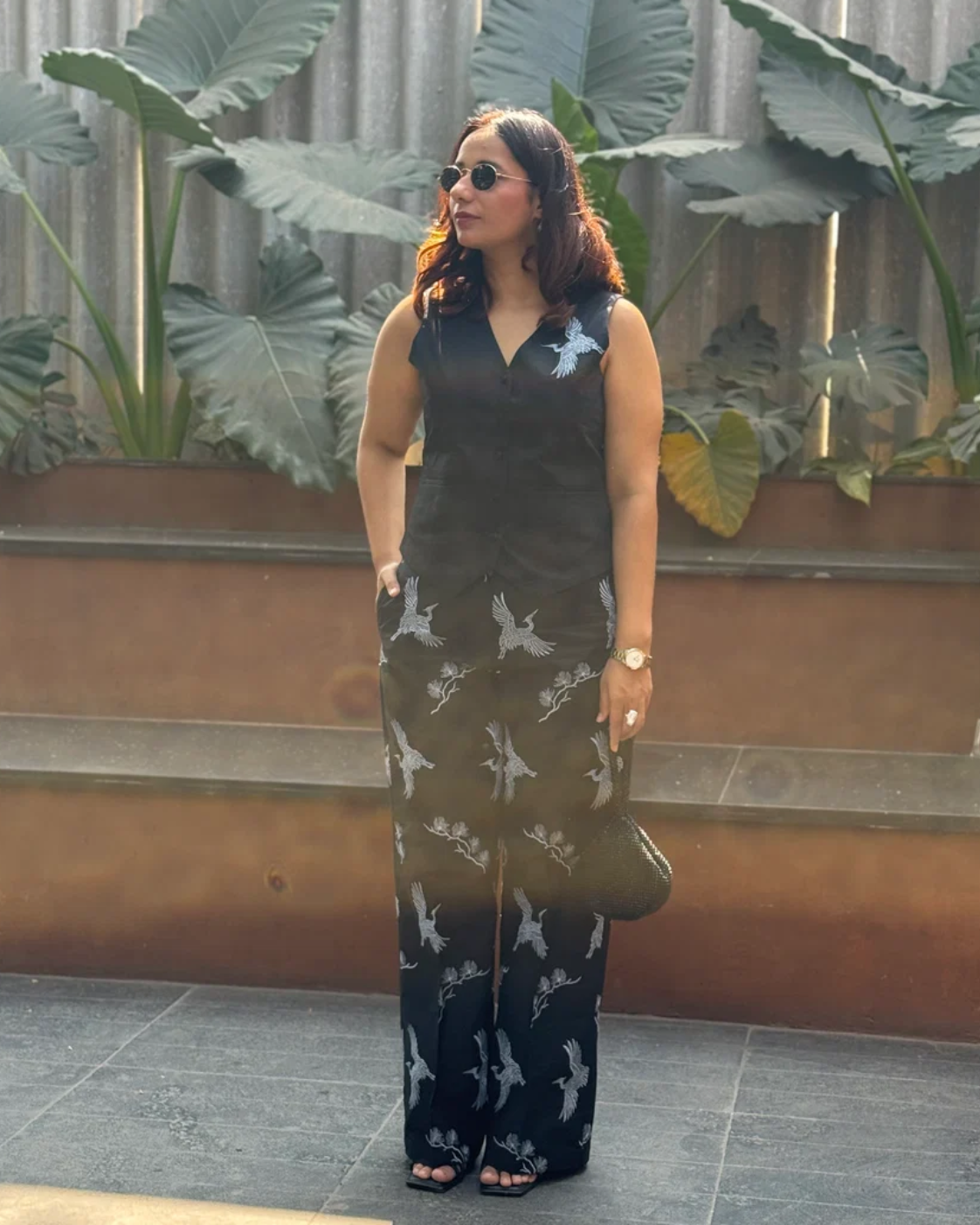 Deepika Kewalramani in The Orion Noir Crane Vest Set