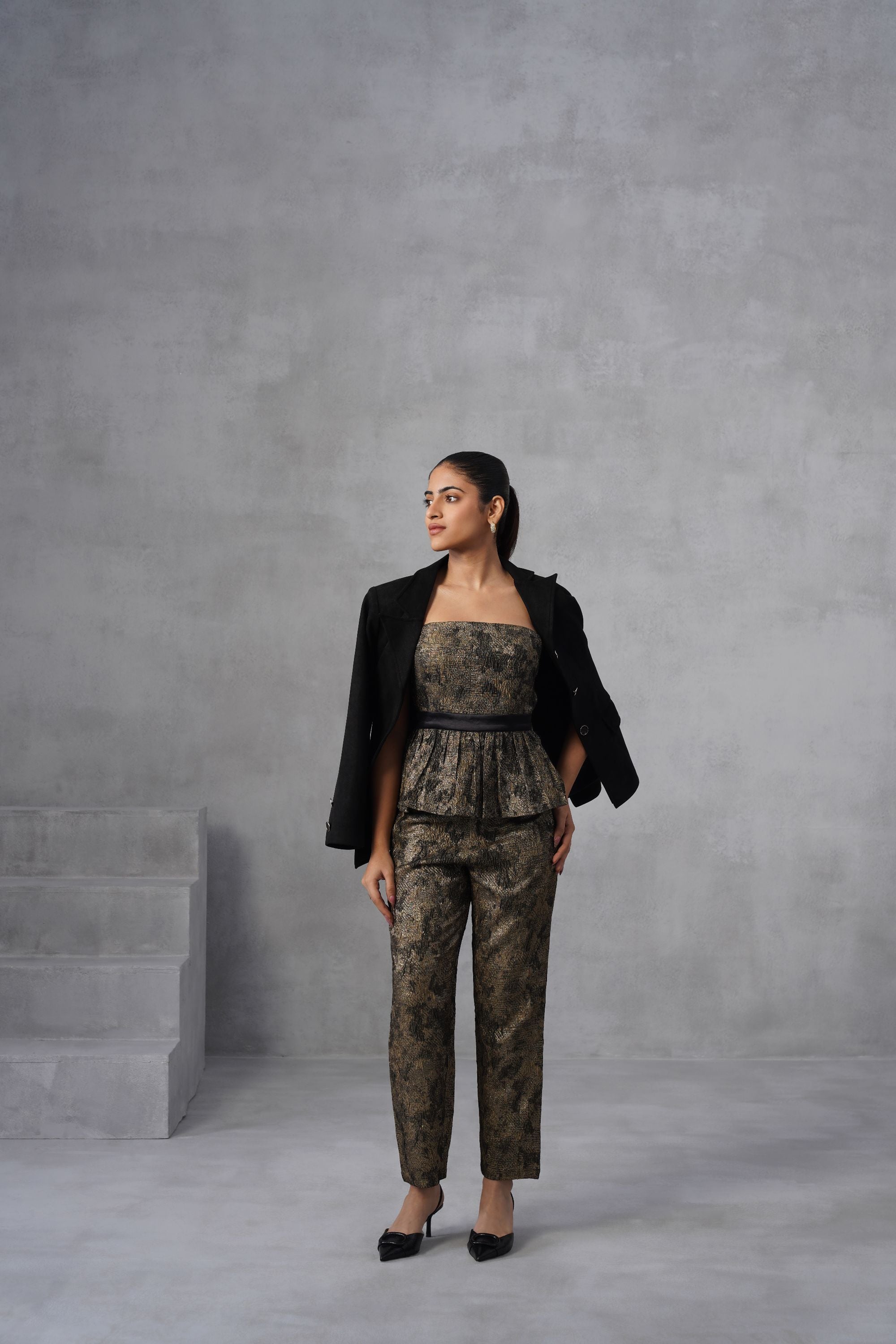Midnight Bronze Peplum Co-ord Set