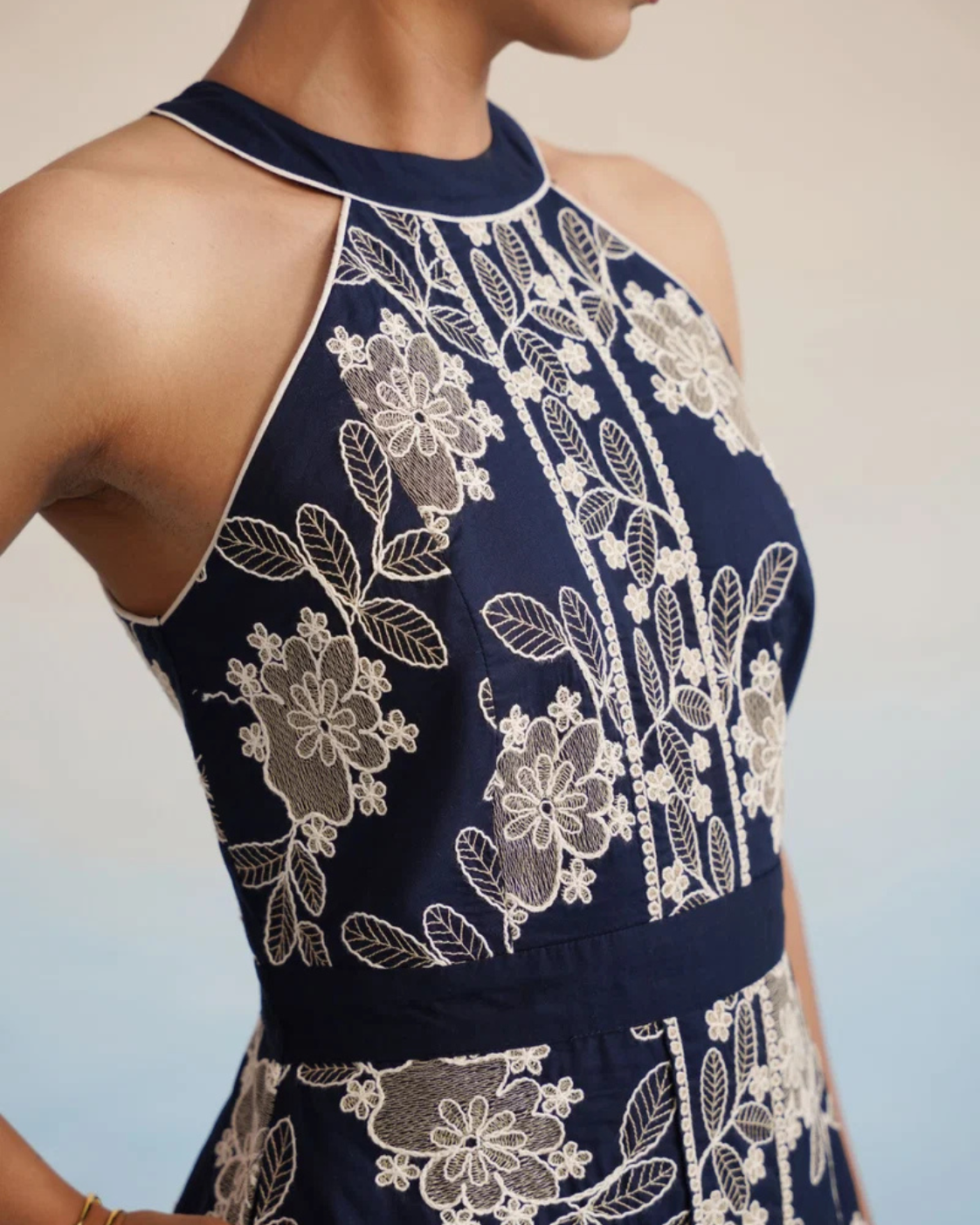 The Midnight Flora Halter Midi Dress | 24-Hr Dispatch