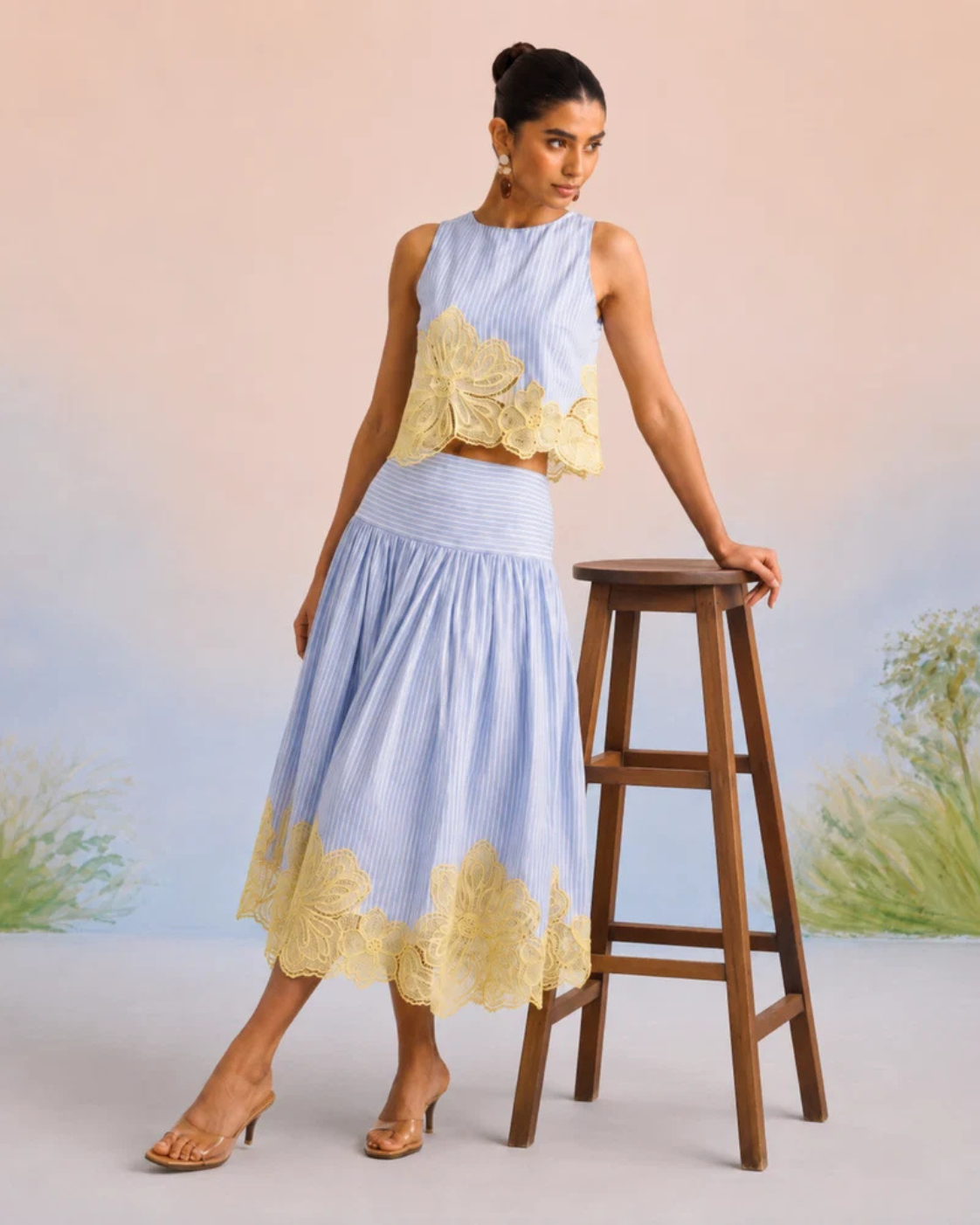 Bulevar Blossom - The Amalfi Striped & Lemon Appliqué Skirt Set