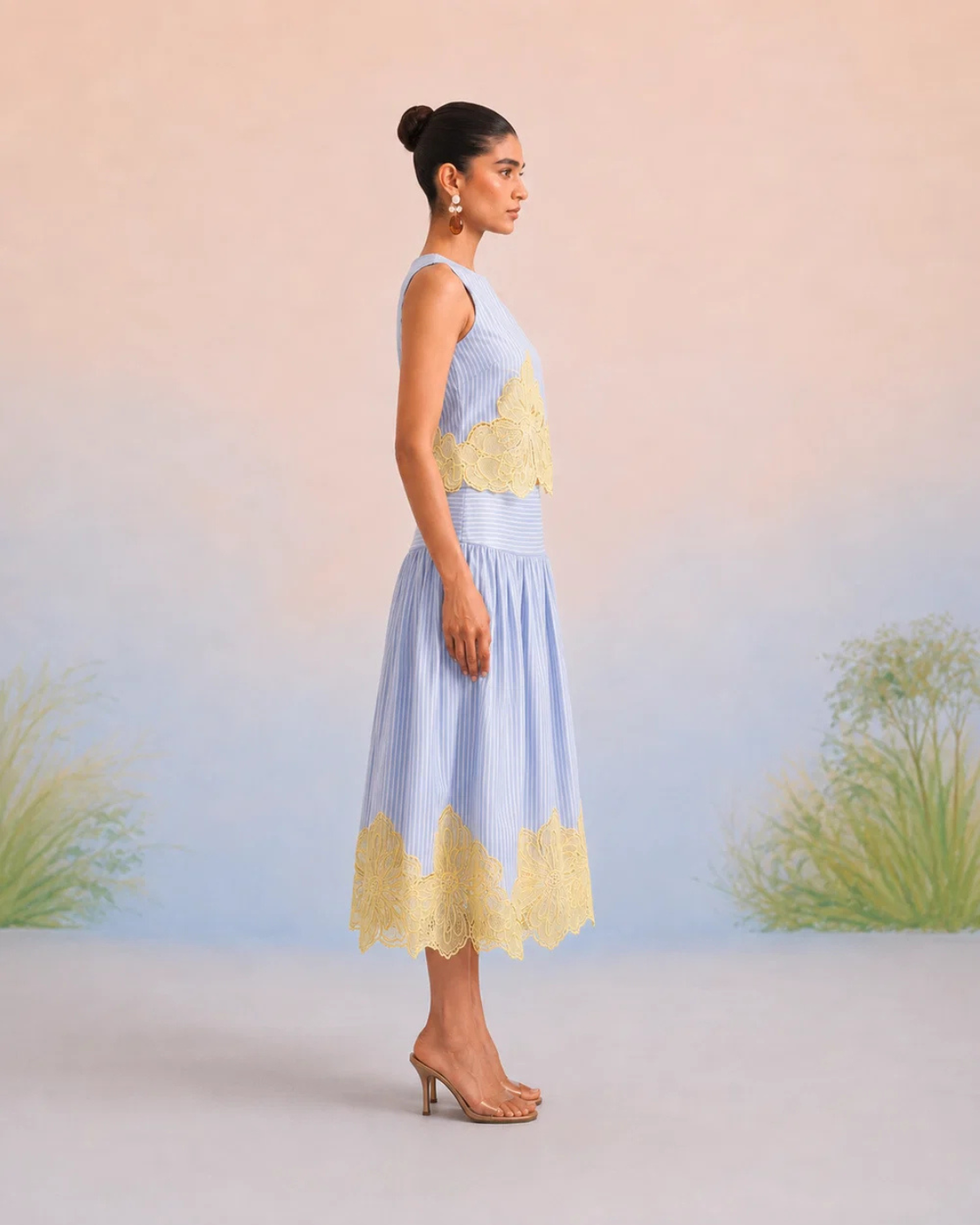 Bulevar Blossom - The Amalfi Striped & Lemon Appliqué Skirt Set
