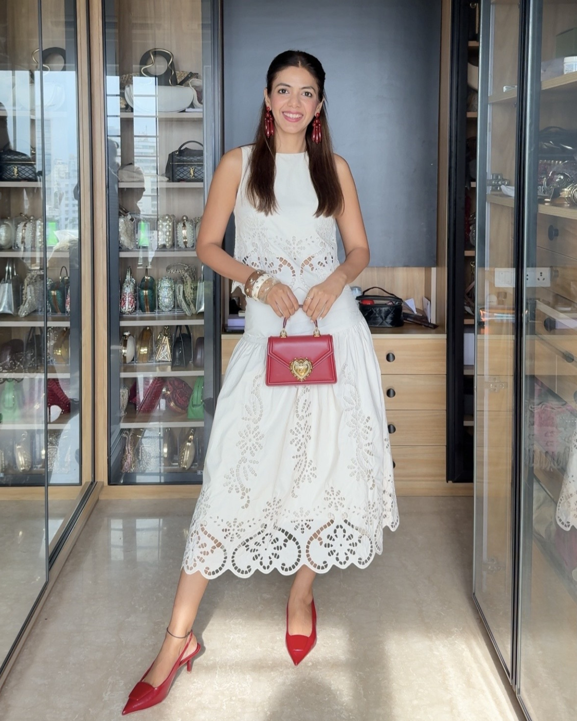 Sneha Adwani in The Verona Ivory Cutwork Skirt Set