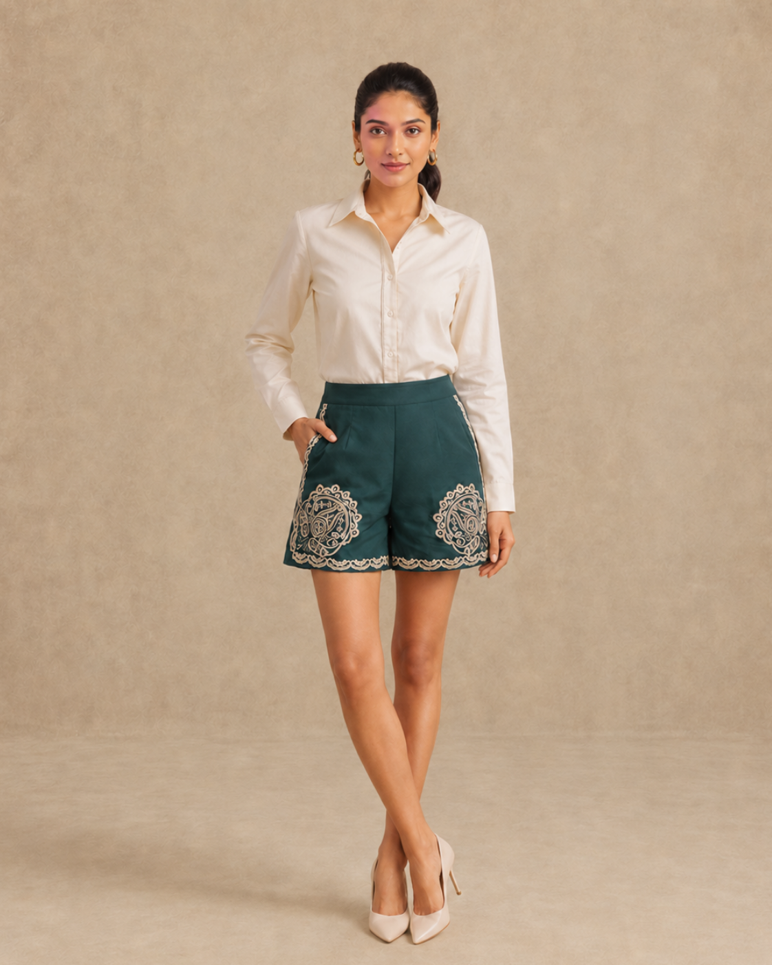 The Oasis Embroidered Shirt & Shorts Set