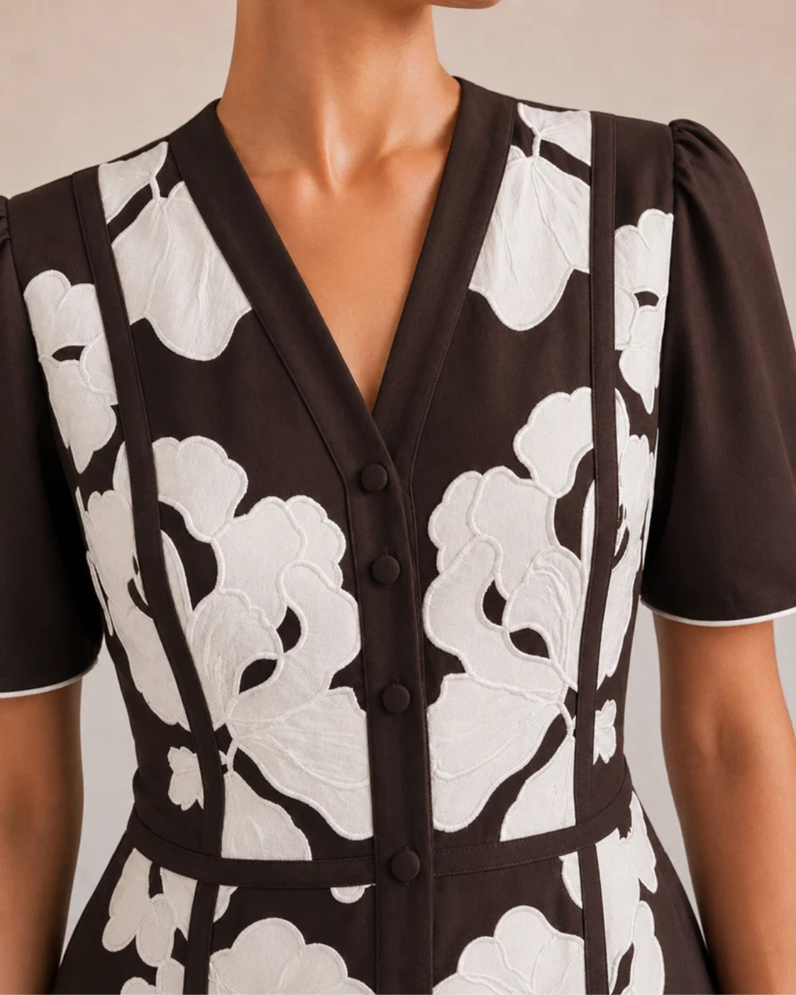Bulevar Blossom - The Arye Espresso Appliqué Midi Dress