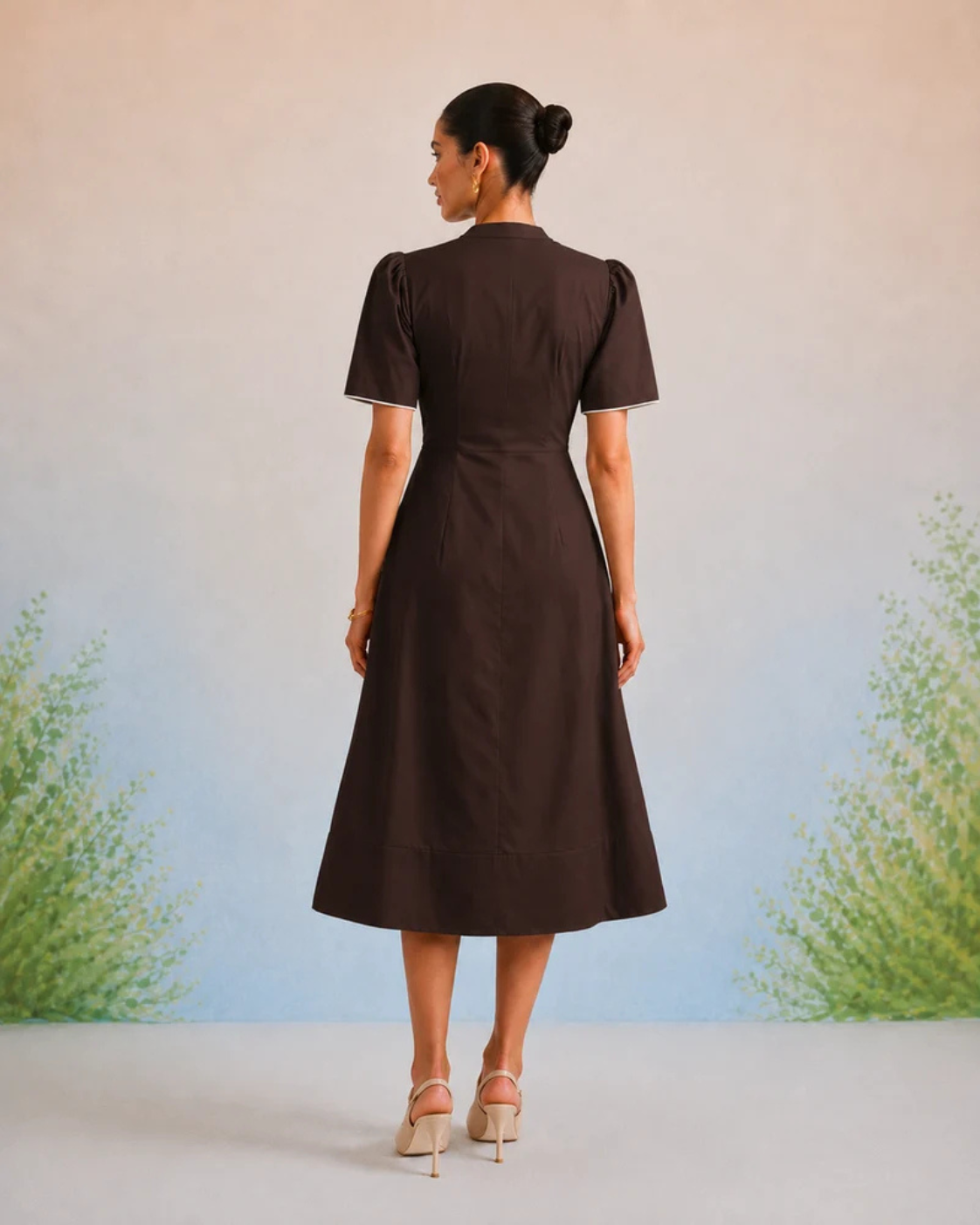 Bulevar Blossom - The Arye Espresso Appliqué Midi Dress