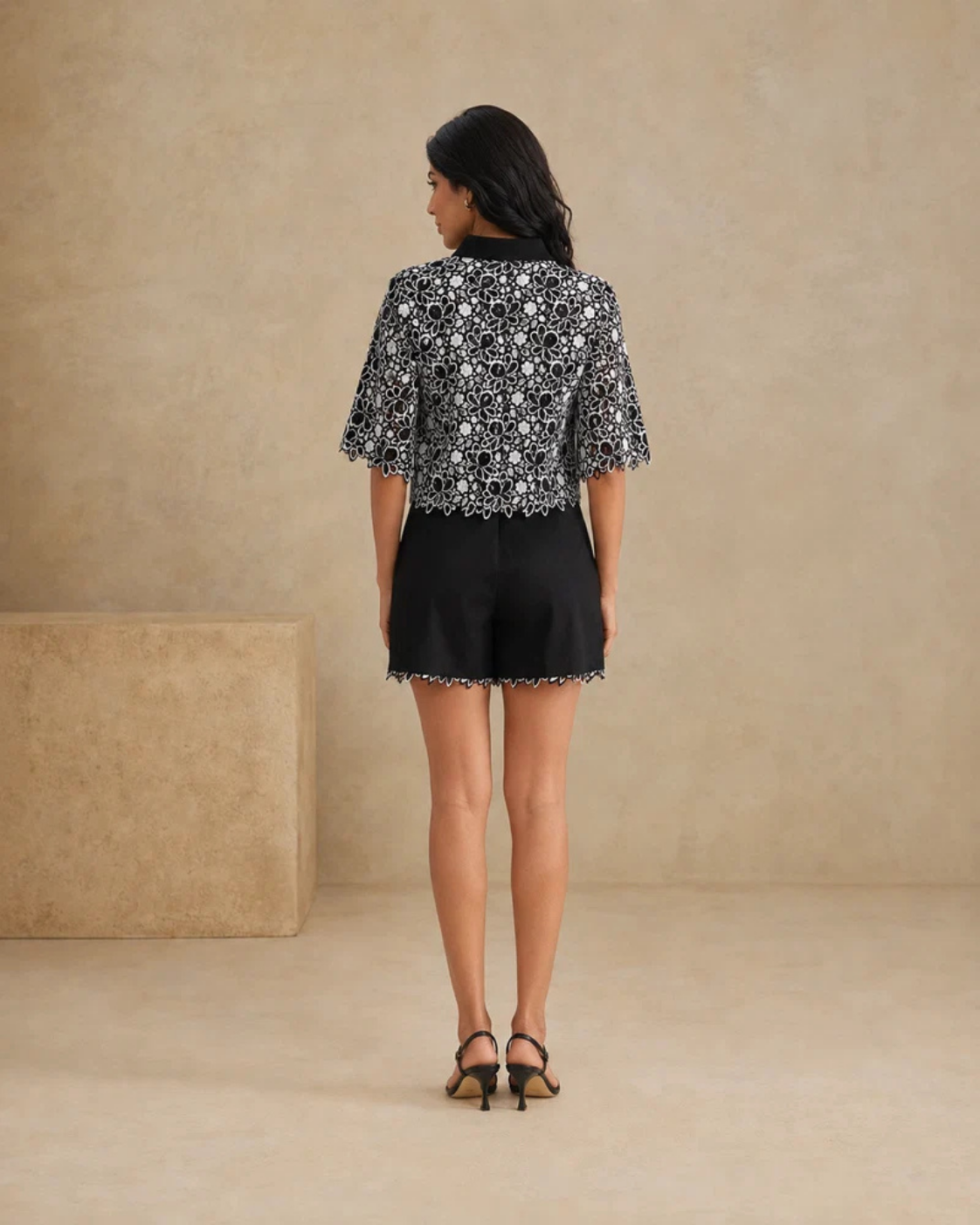 The Milan Monochrome Cutwork Short Set | 24-Hr Dispatch
