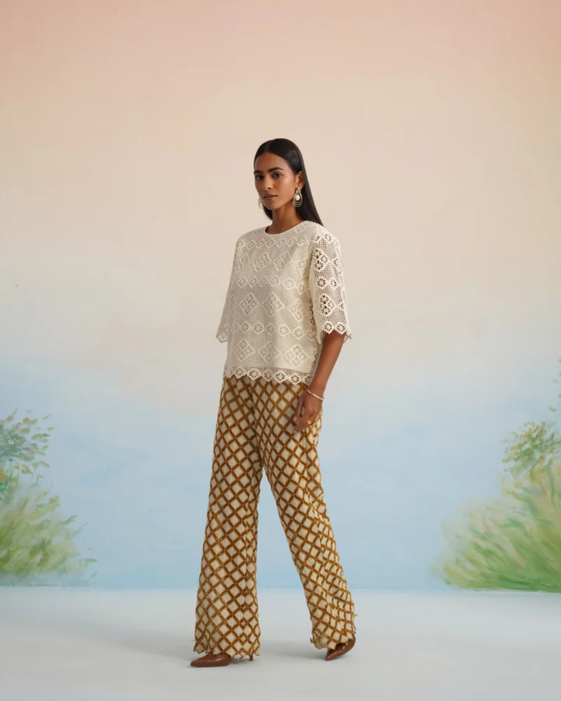 The Sienna Geometric Lace Pant Set