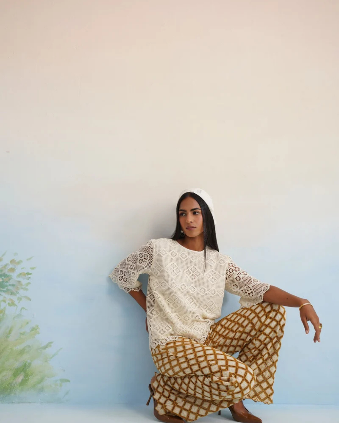 The Sienna Geometric Lace Pant Set