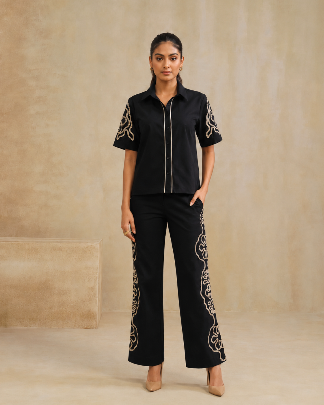 The Obsidian Embroidered Shirt & Trouser Set