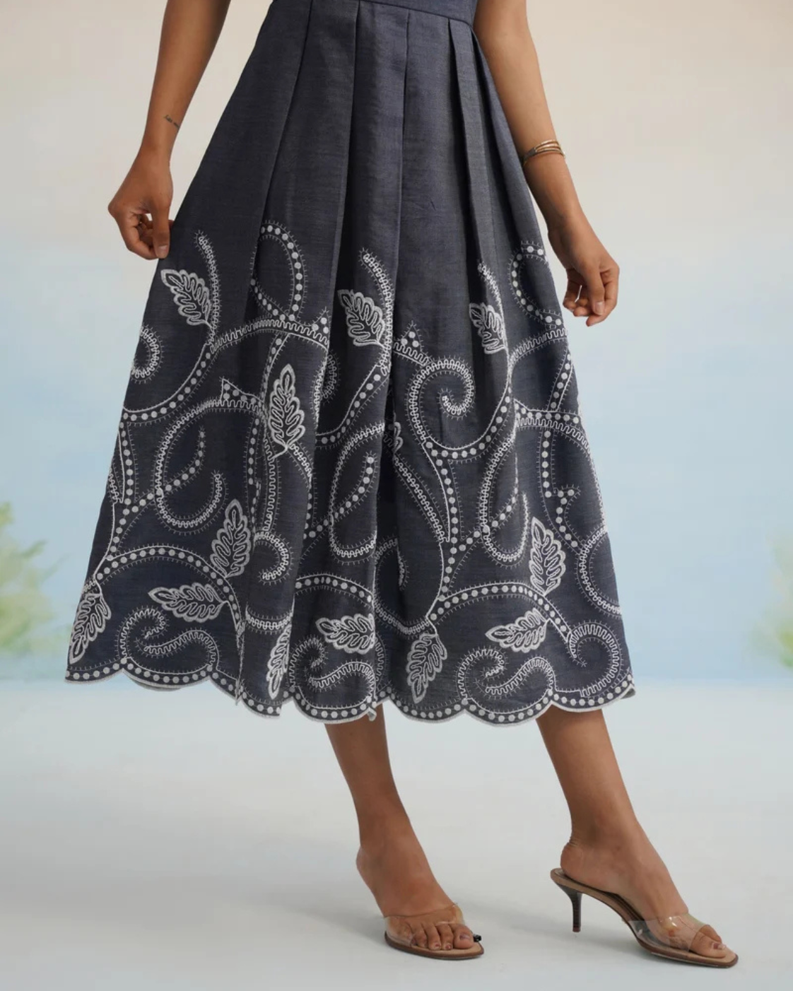 The Indigo Vine Embroidered Midi Dress
