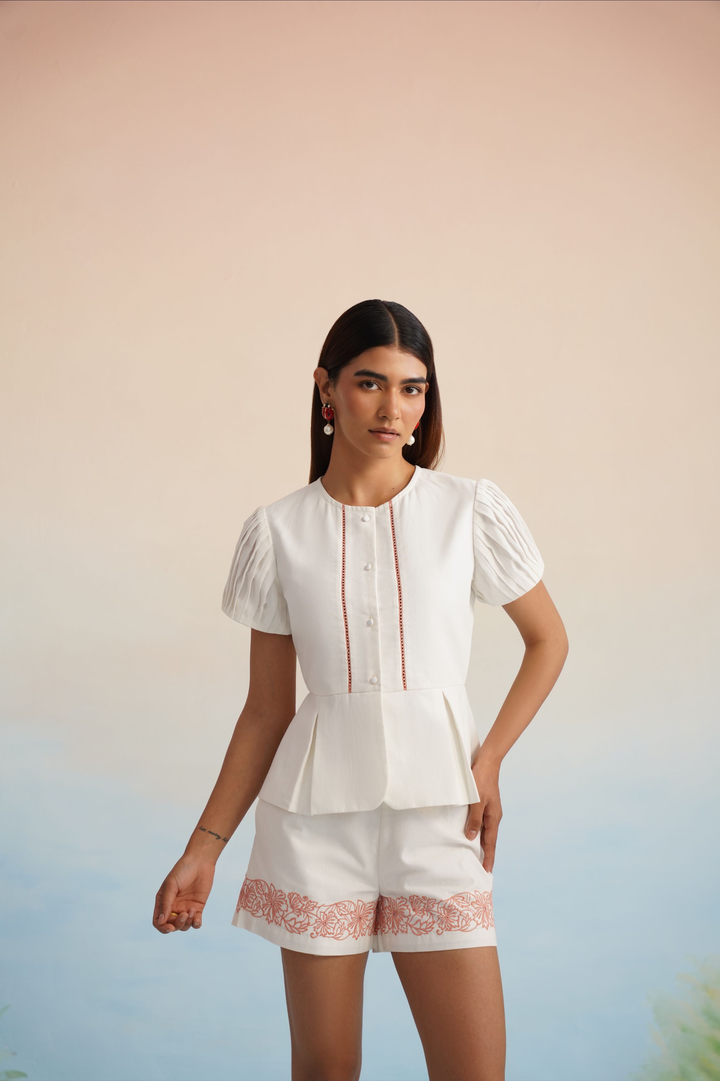 The Coral Bloom Tailored Shorts
