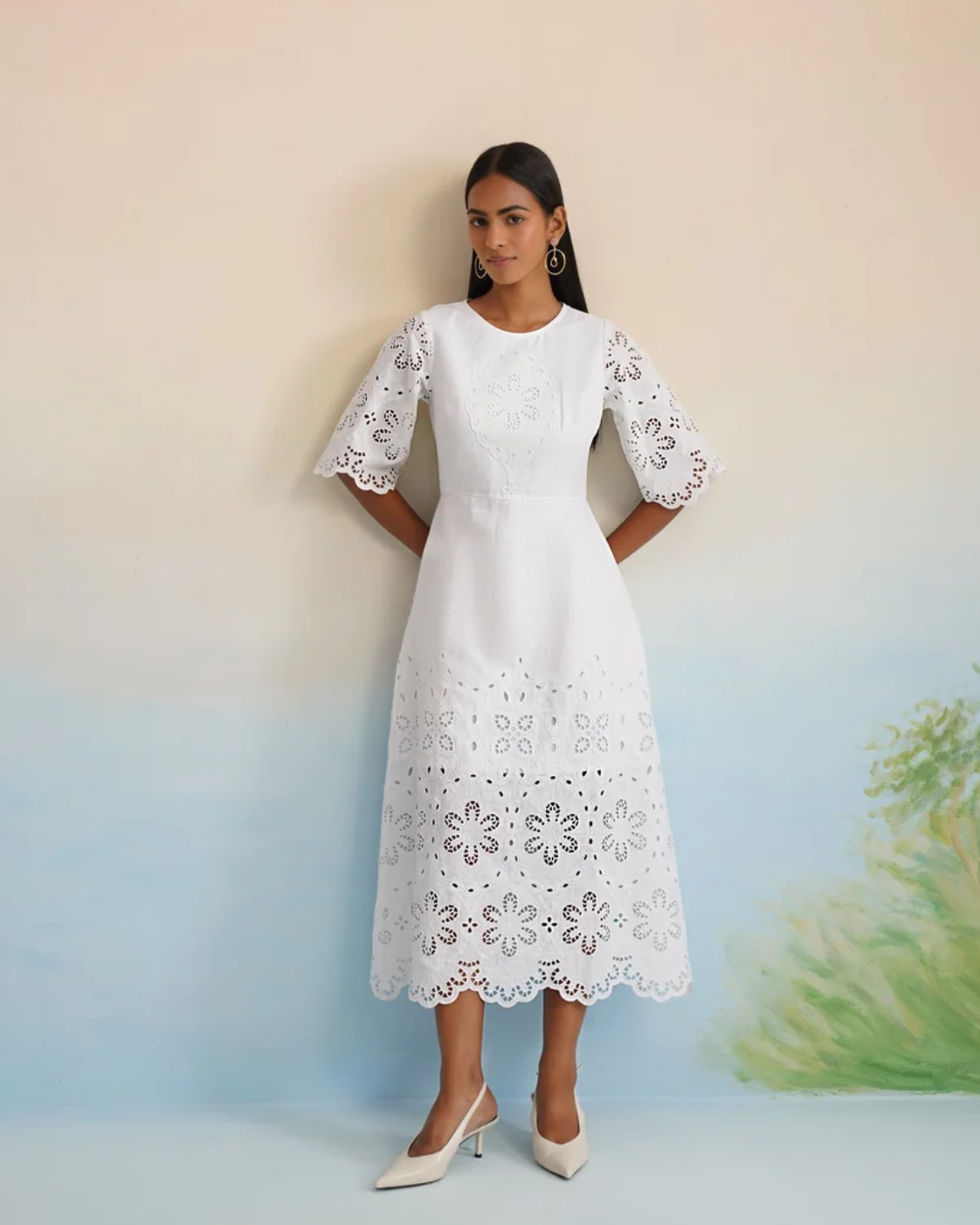 Bulevar Blossom - The Jasmine Blossom White Eyelet Midi Dress