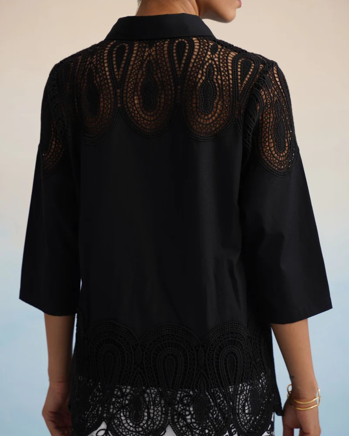 The Monochrome Noir Cutwork Lace Skirt Set