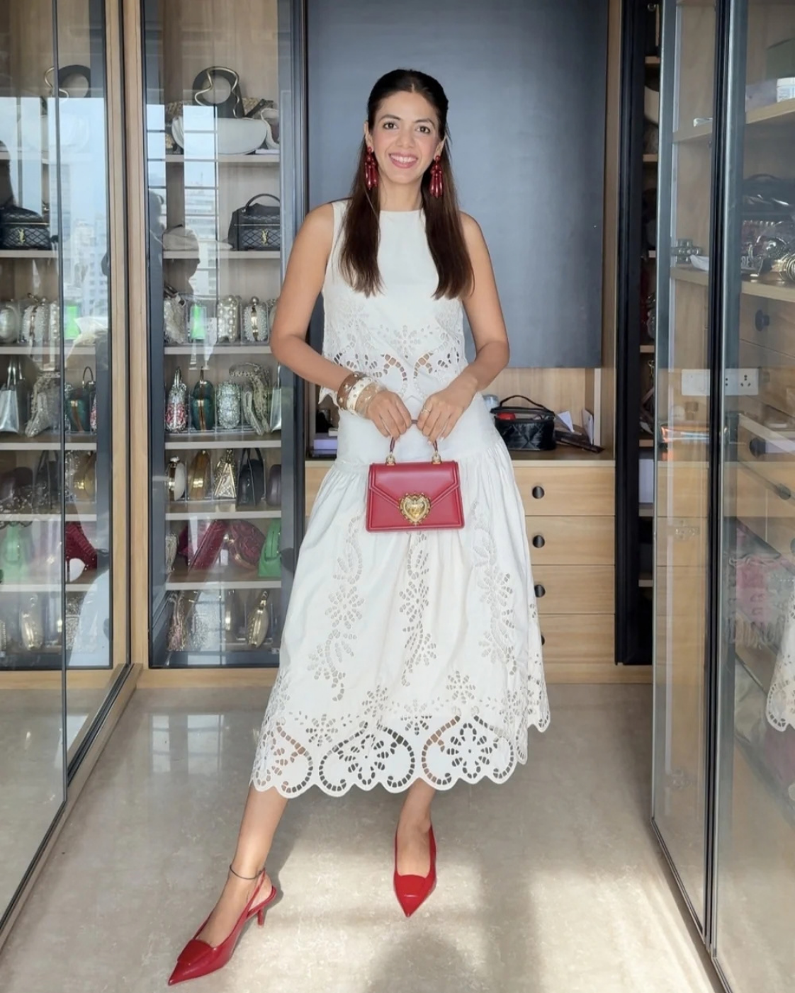 Sneha Adwani in The Verona Ivory Cutwork Skirt Set