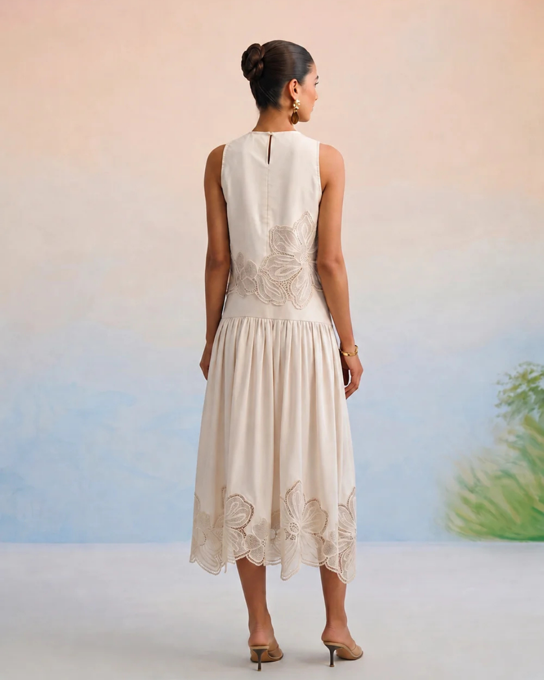 The Vienna Ivory Floral Appliqué Skirt Set