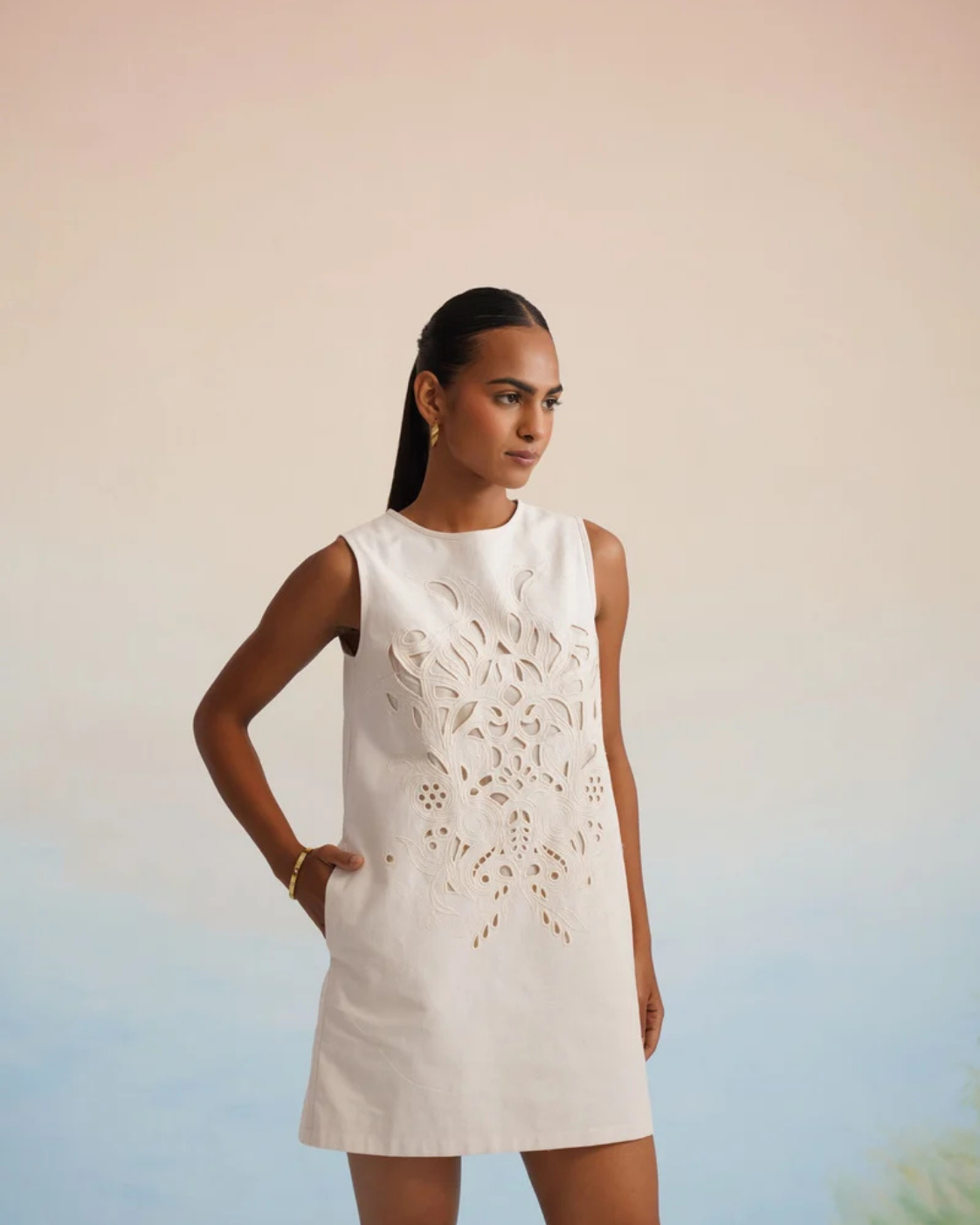 The Ivory Oasis Cutwork Shift Dress