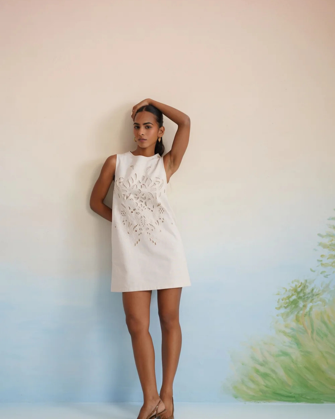 The Ivory Oasis Cutwork Shift Dress
