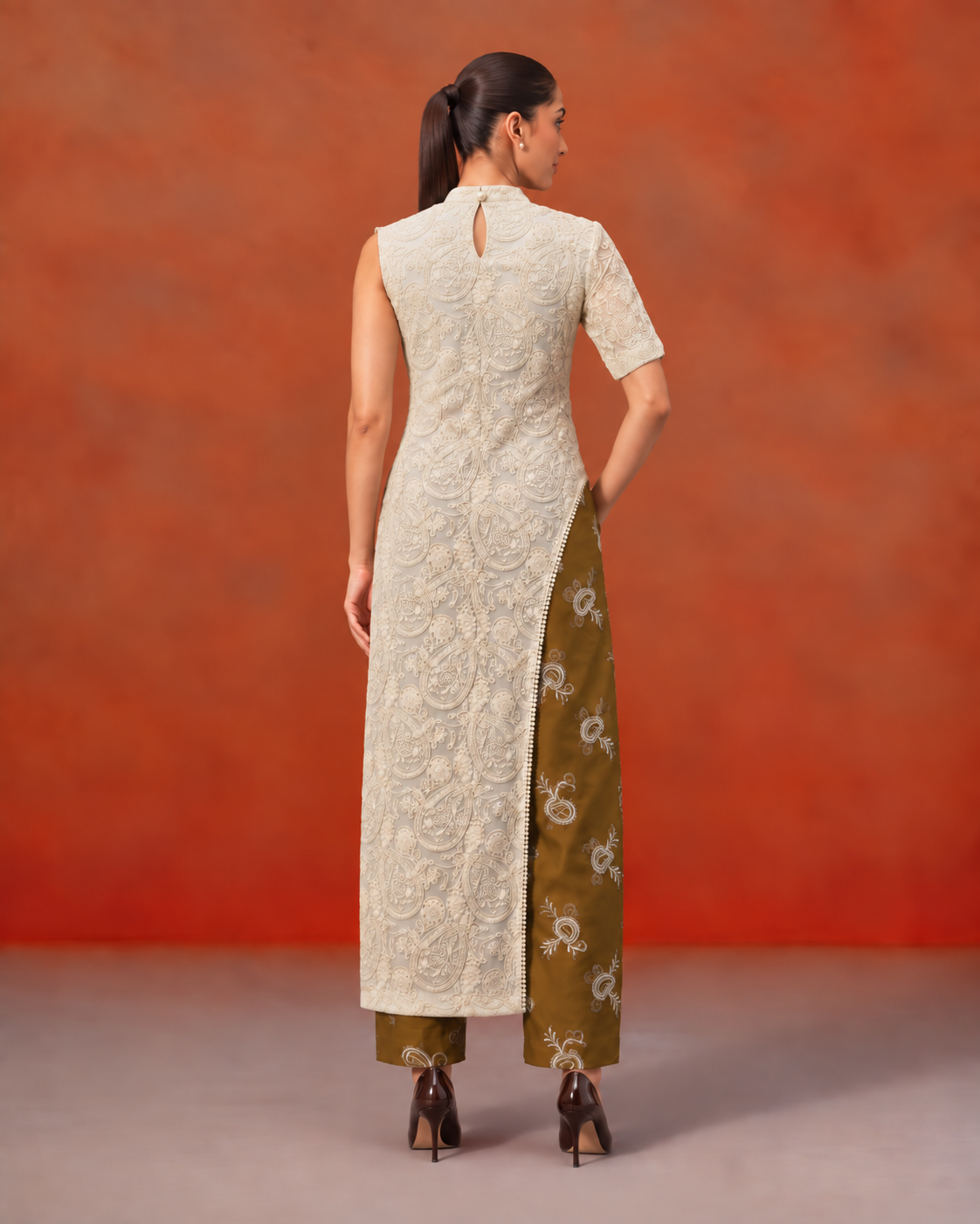 The Siena Asymmetric Embroidered Tunic & Trouser Set