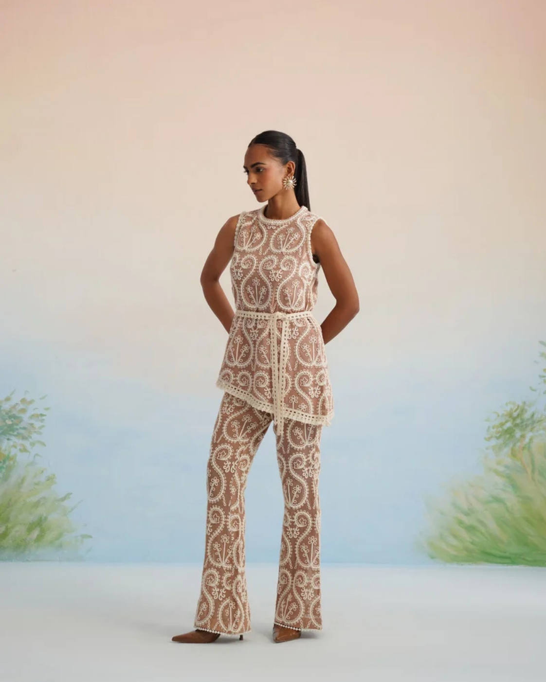 The Oasis Paisley Embroidered Boho Pant Set
