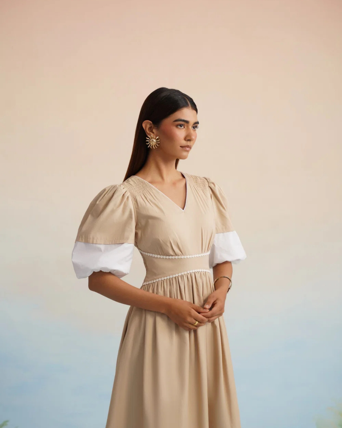 The Sand Embroidered Midi Dress