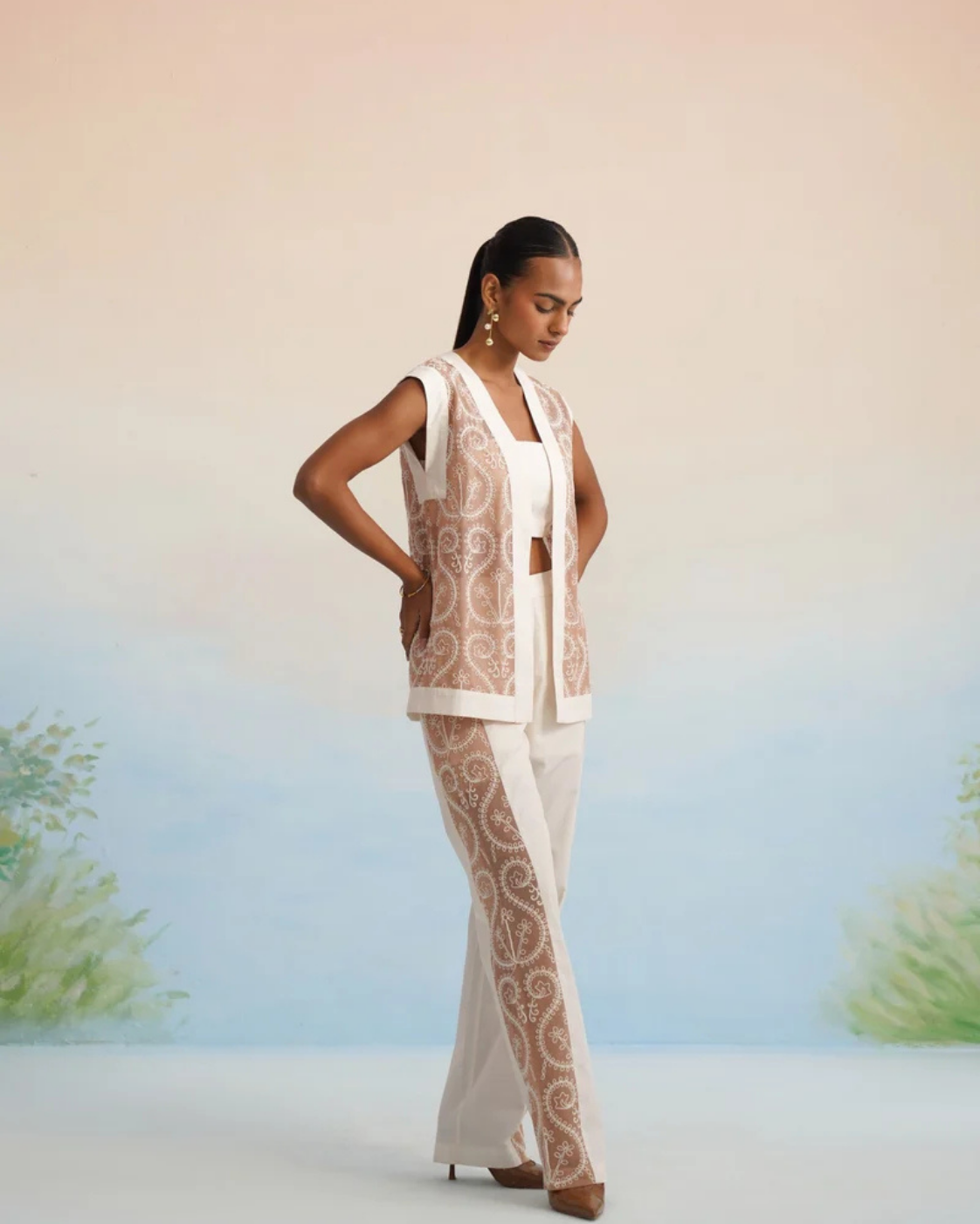 The Sandstone Embroidered Vest & Pant Set