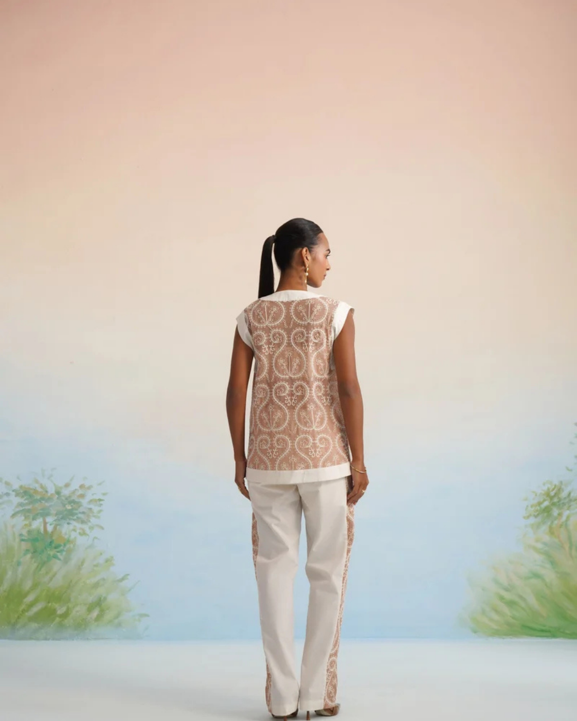 The Sandstone Embroidered Vest & Pant Set