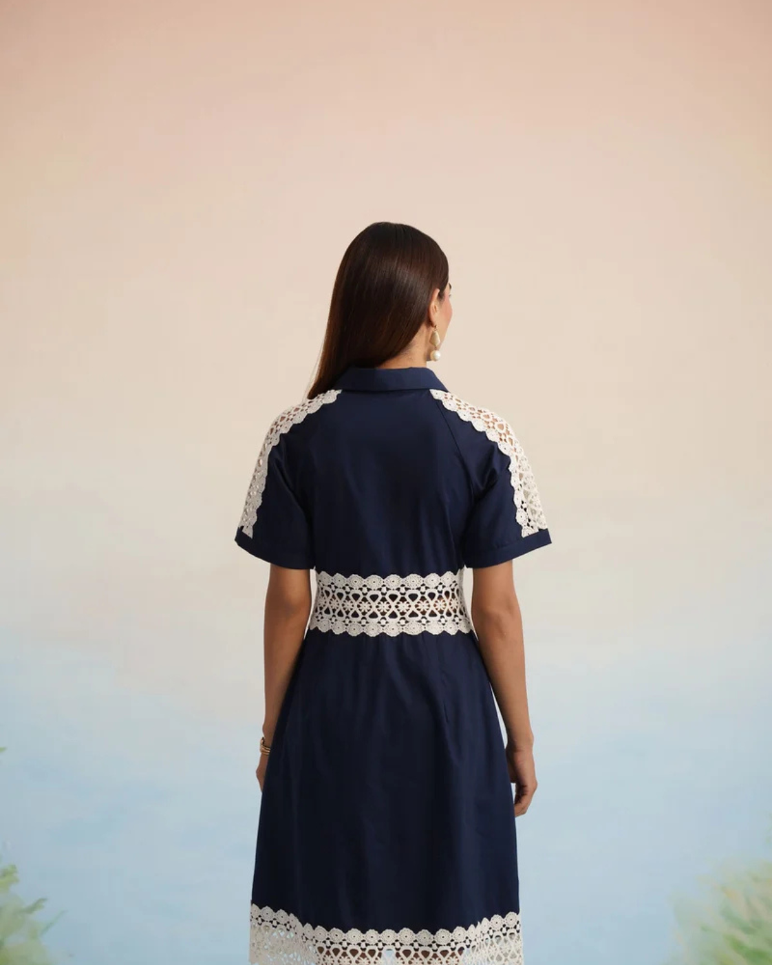 The Navy Bloom Lace Shirt Dress