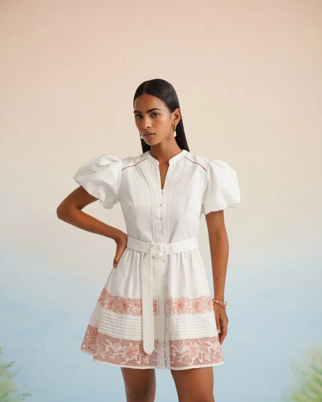 The White Blossom Embroidered Shirt Dress