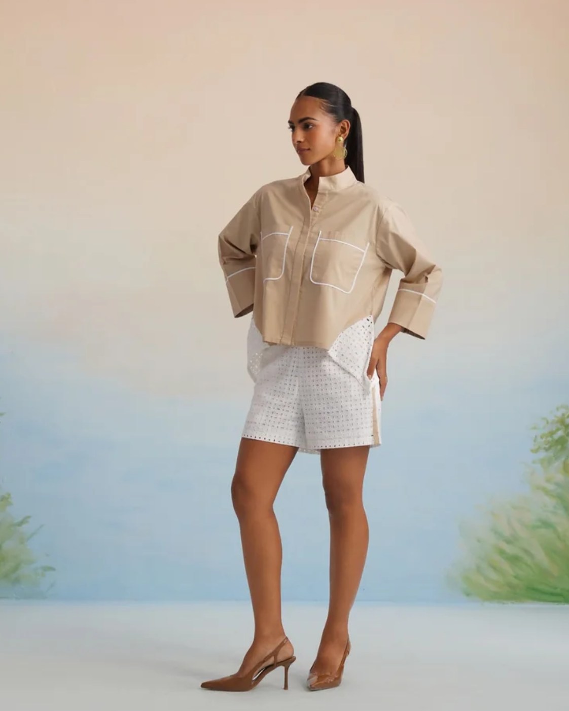 Bulevar Blossom - The Dune Contrast Eyelet Short Set