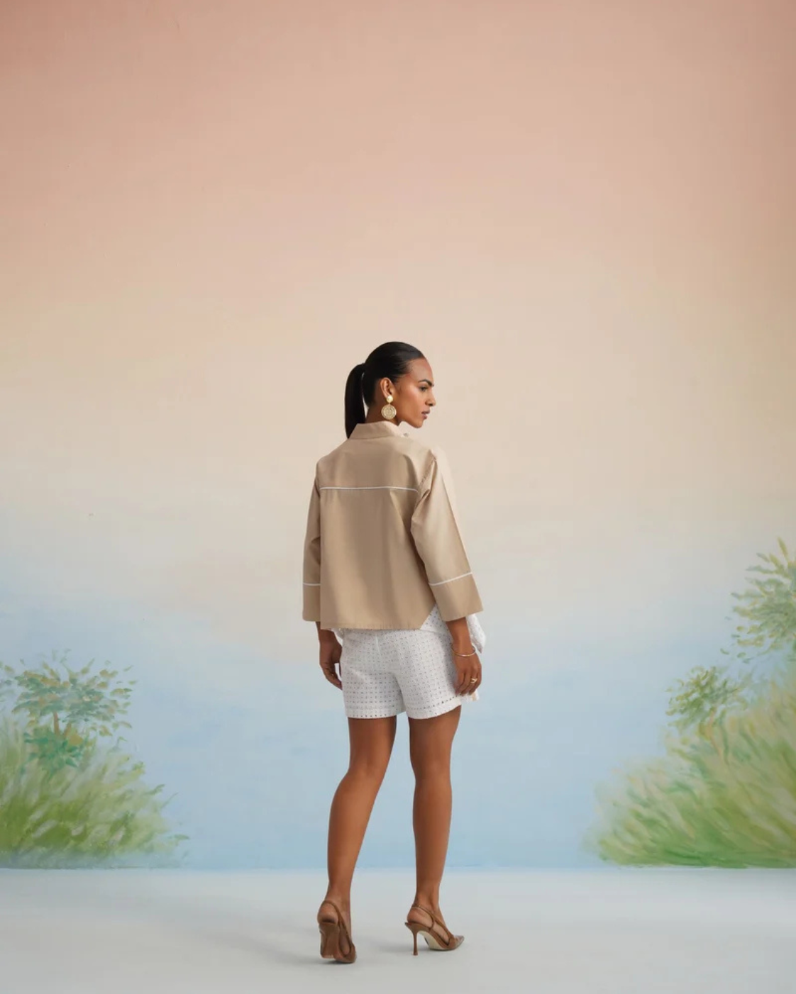 The Dune Contrast Eyelet Short Set