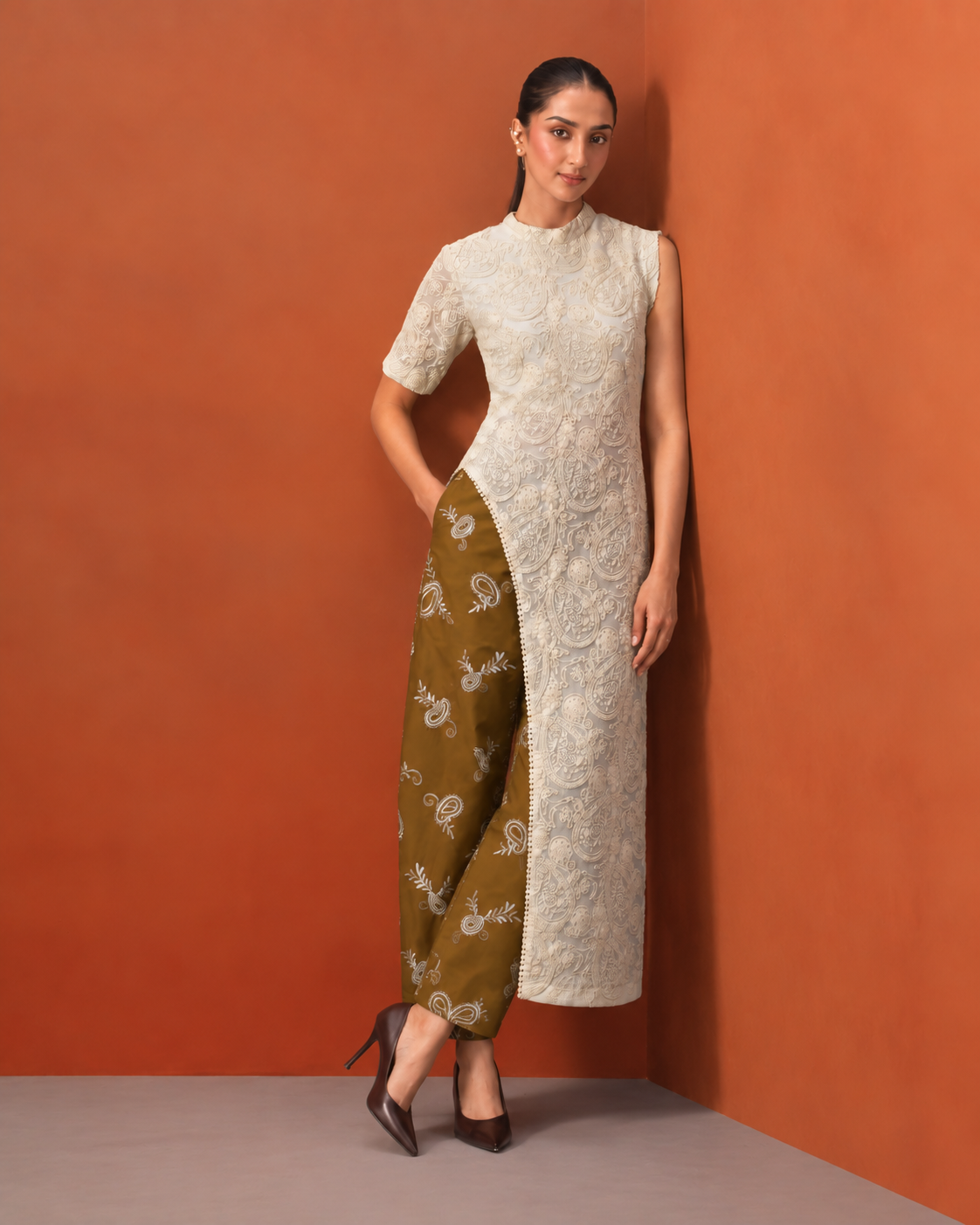 The Siena Asymmetric Embroidered Tunic & Trouser Set