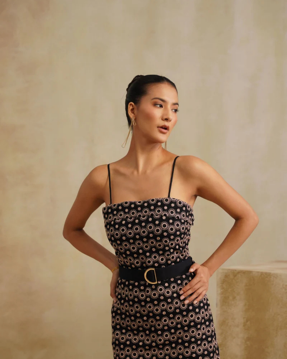 The Midnight Halo Embroidered Midi Dress