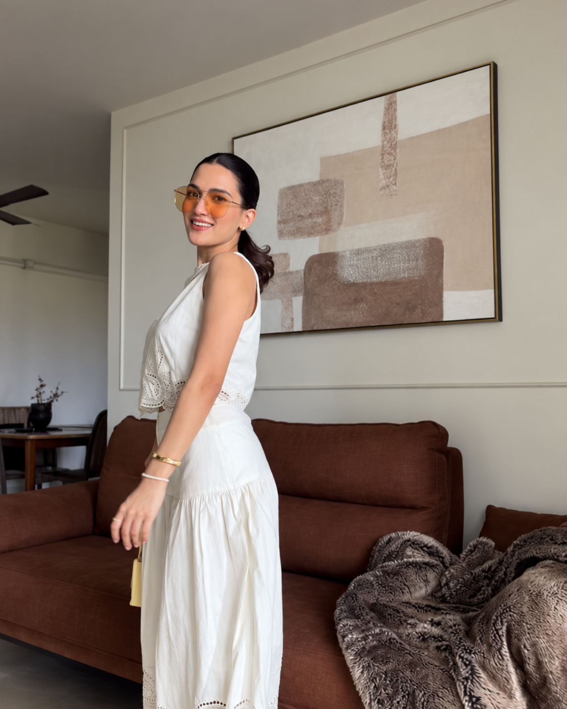 Nikita Madhani in The Vienna Ivory Floral Appliqué Skirt Set