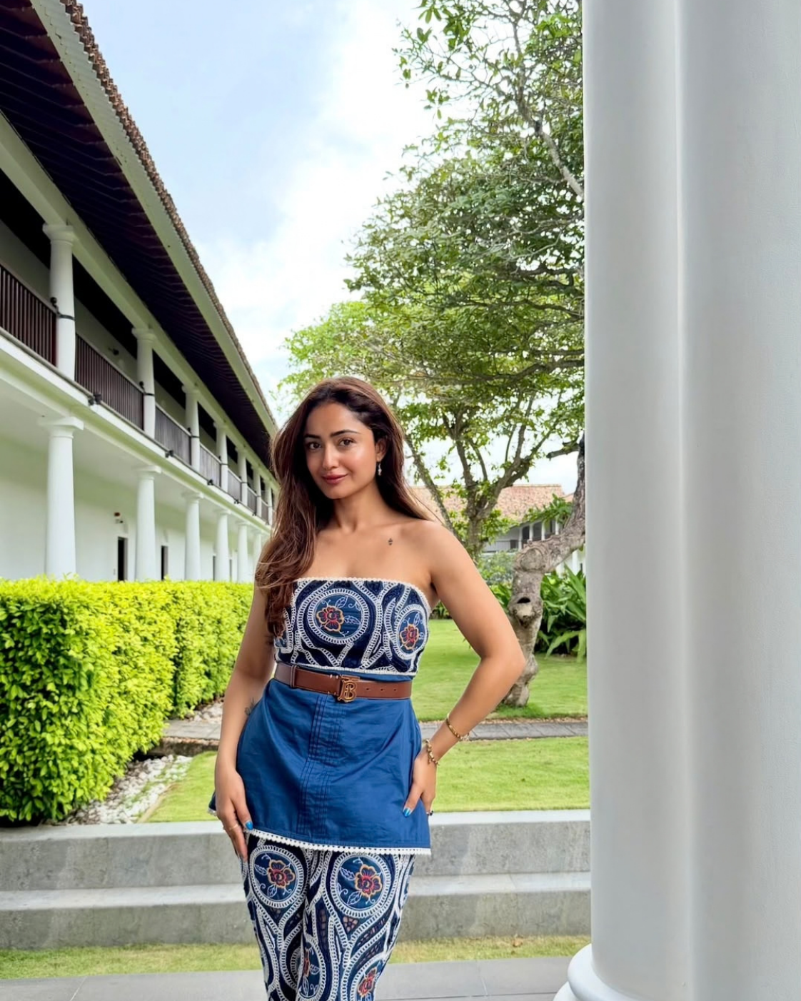 Tridha Choudhury in The Indigo Motif Strapless Embroidered Pant Set