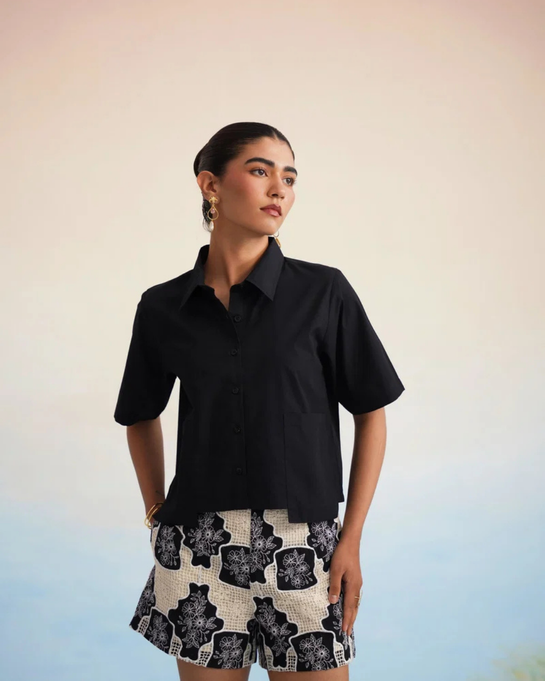 The Onyx Motif Shirt & Short Set
