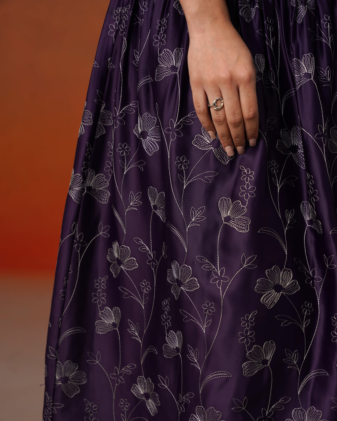 The Aurelia Plum & Sage Satin Skirt Set