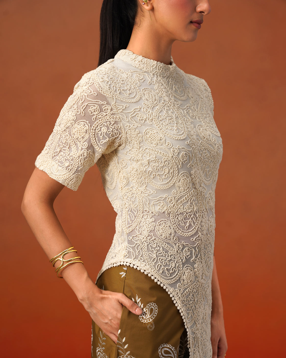 The Siena Asymmetric Embroidered Tunic & Trouser Set