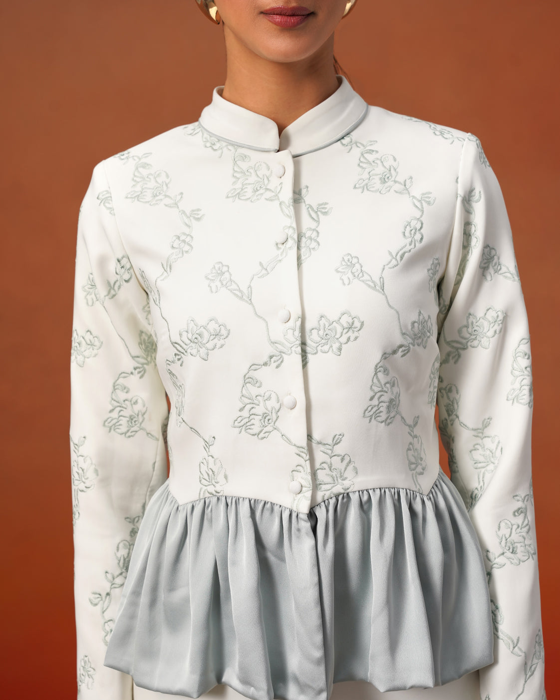 The Lumière Edit - The Cressida Ivory & Mist Peplum Set