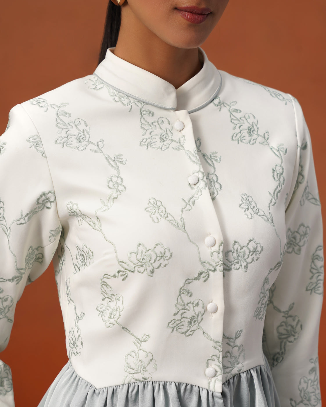 The Lumière Edit - The Cressida Ivory & Mist Peplum Set