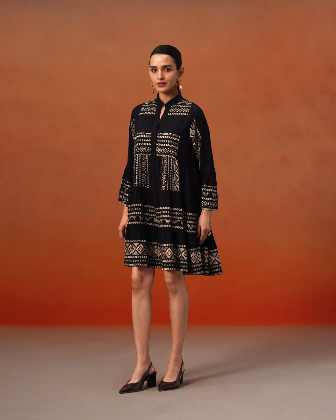 The Lumière Edit - The Siena Noir Embroidered Tiered Dress
