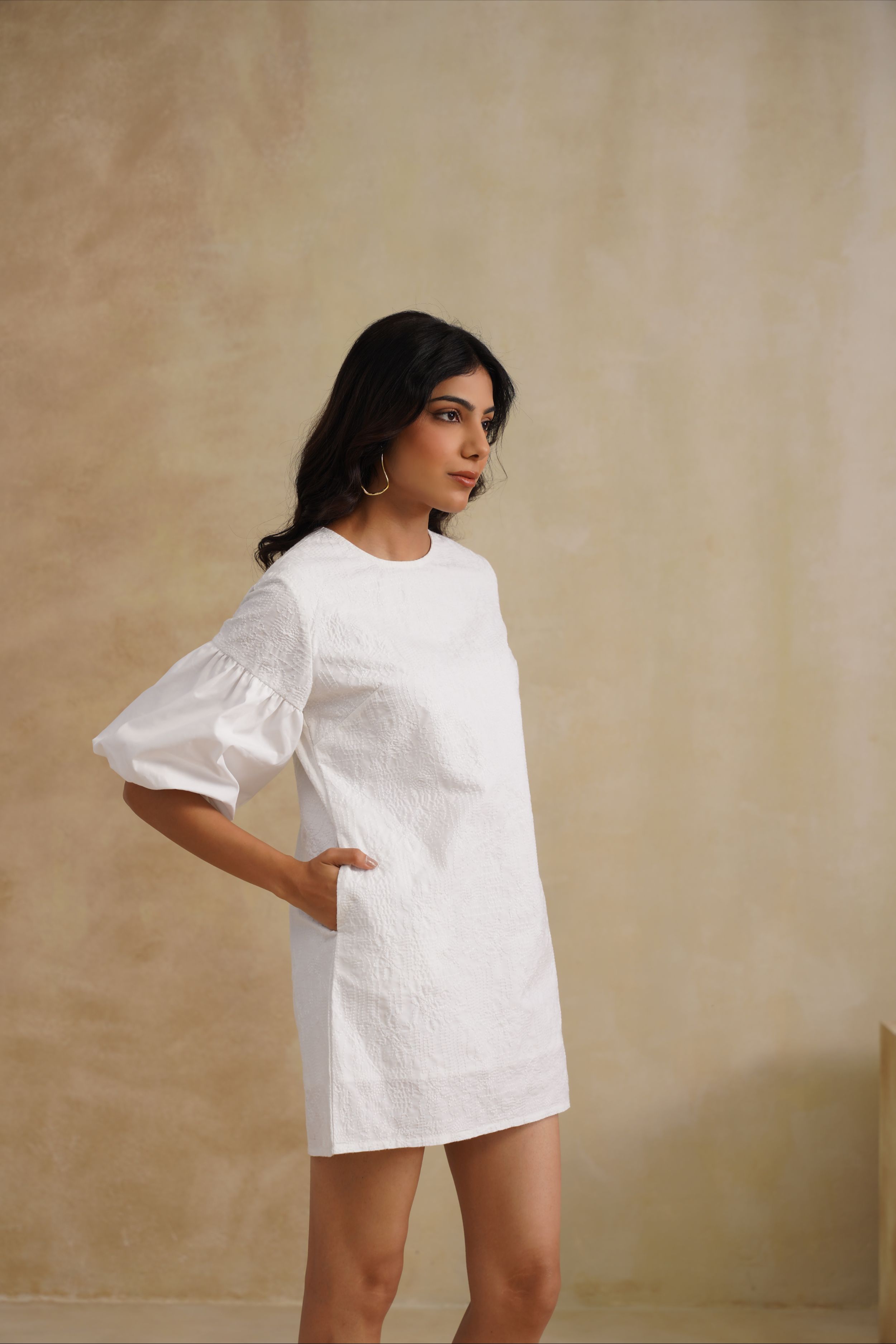 Punanya Virmani in Celeste Puff Sleeve Dress