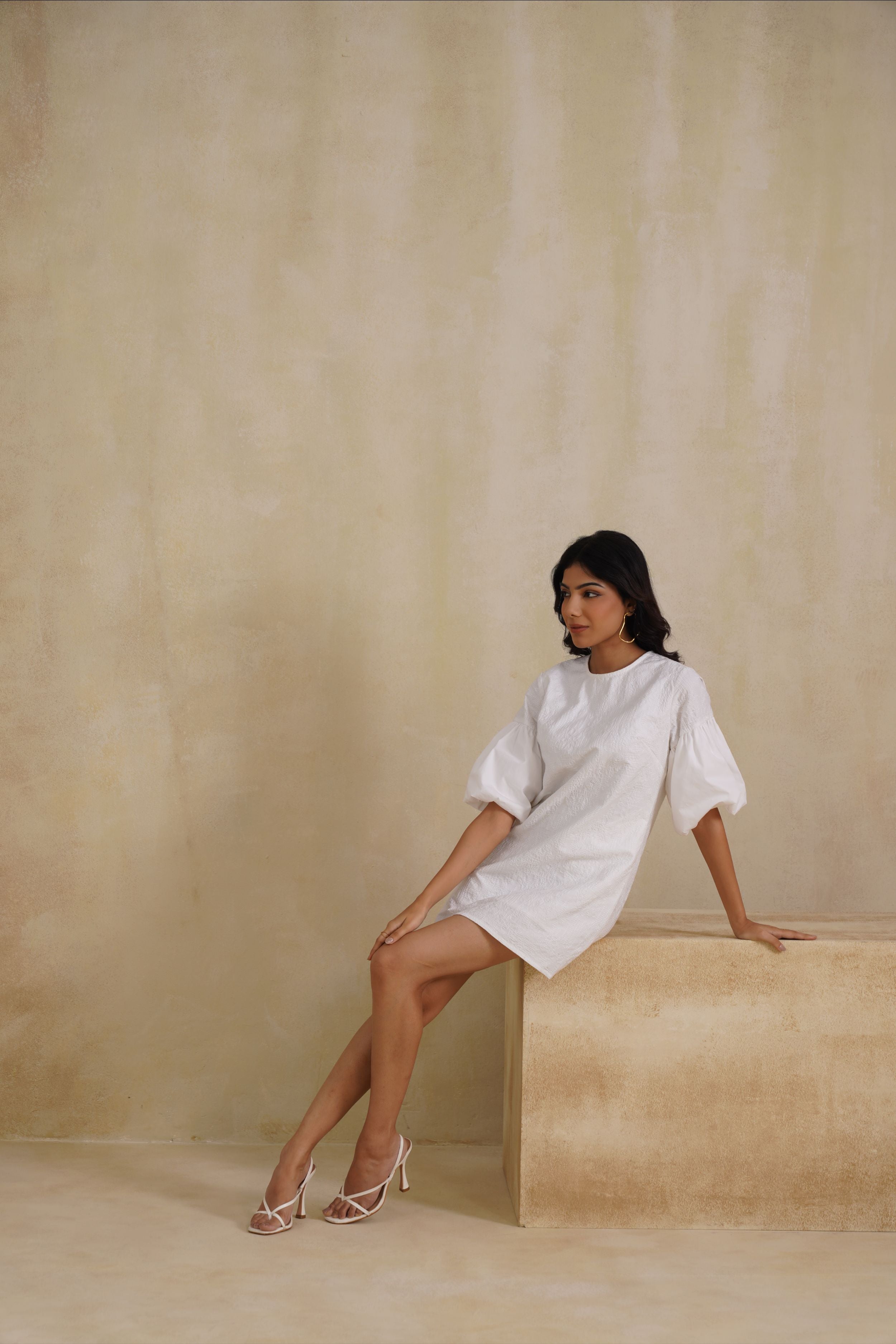 Punanya Virmani in Celeste Puff Sleeve Dress