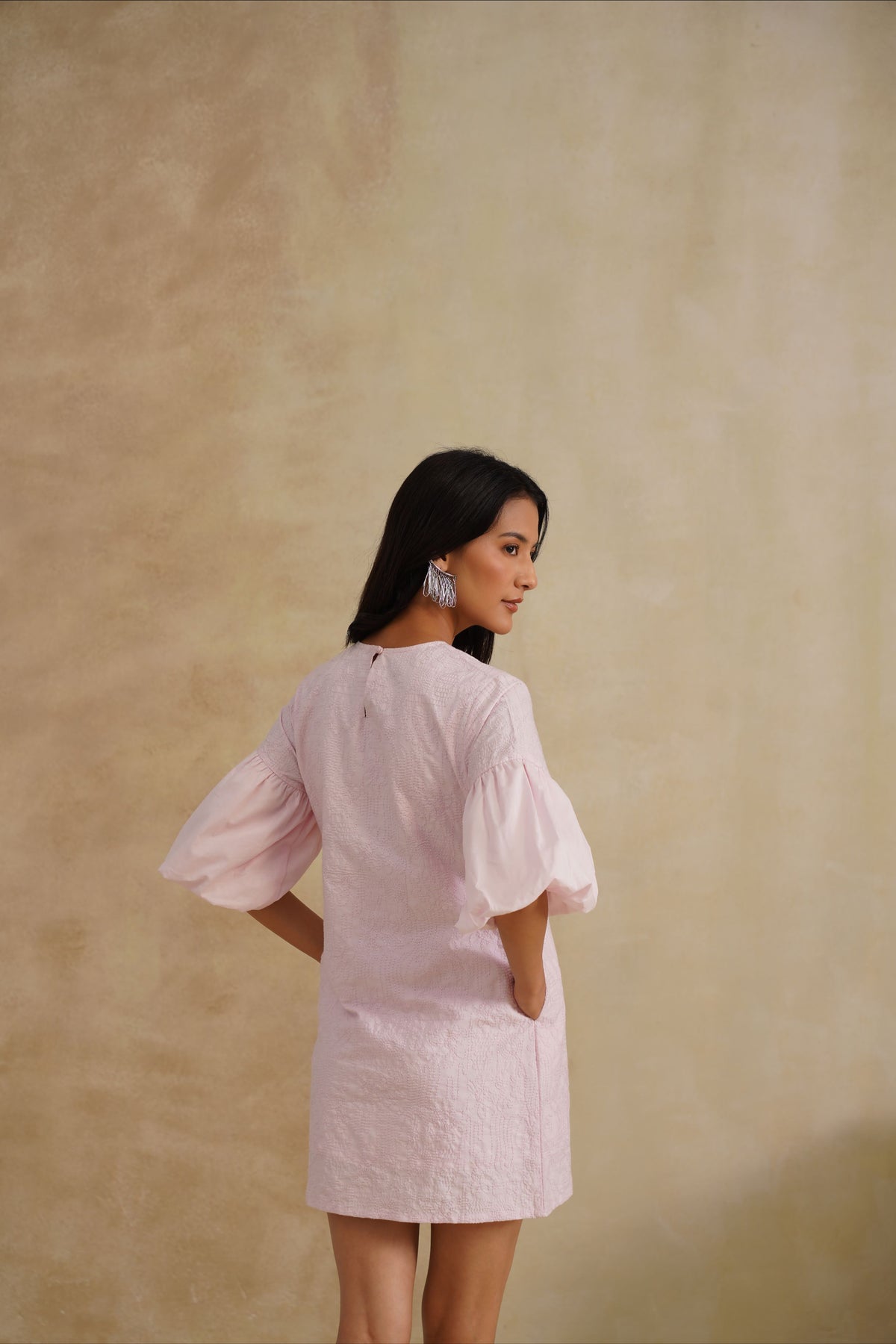 Punanya Virmani in Celeste Puff Sleeve Dress