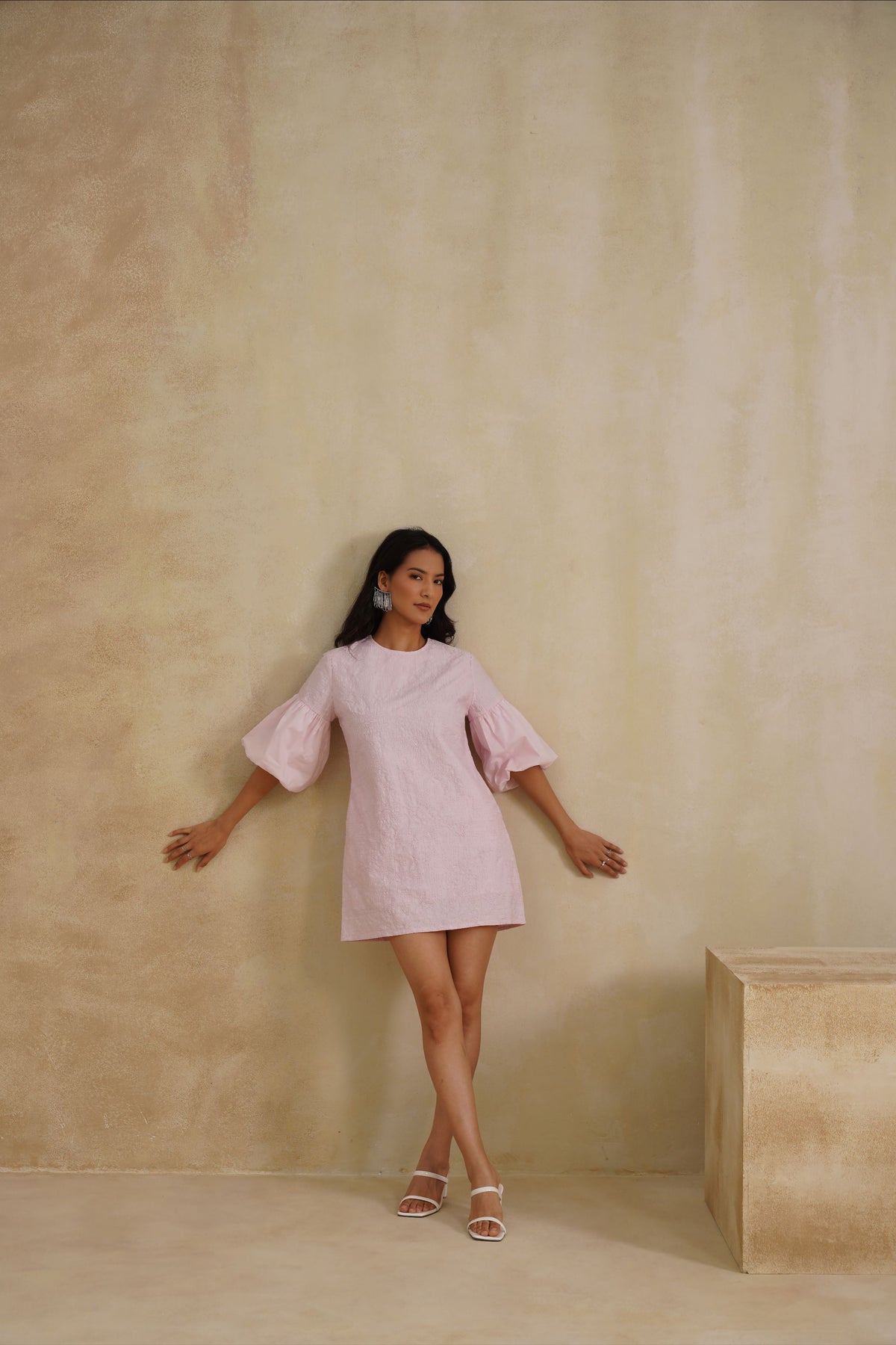 Punanya Virmani in Celeste Puff Sleeve Dress
