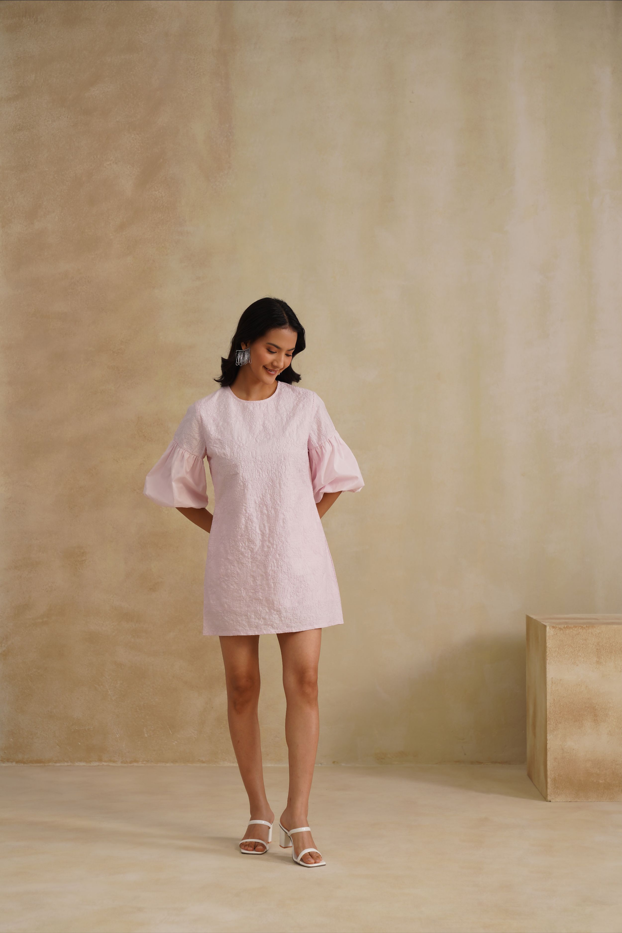 Punanya Virmani in Celeste Puff Sleeve Dress