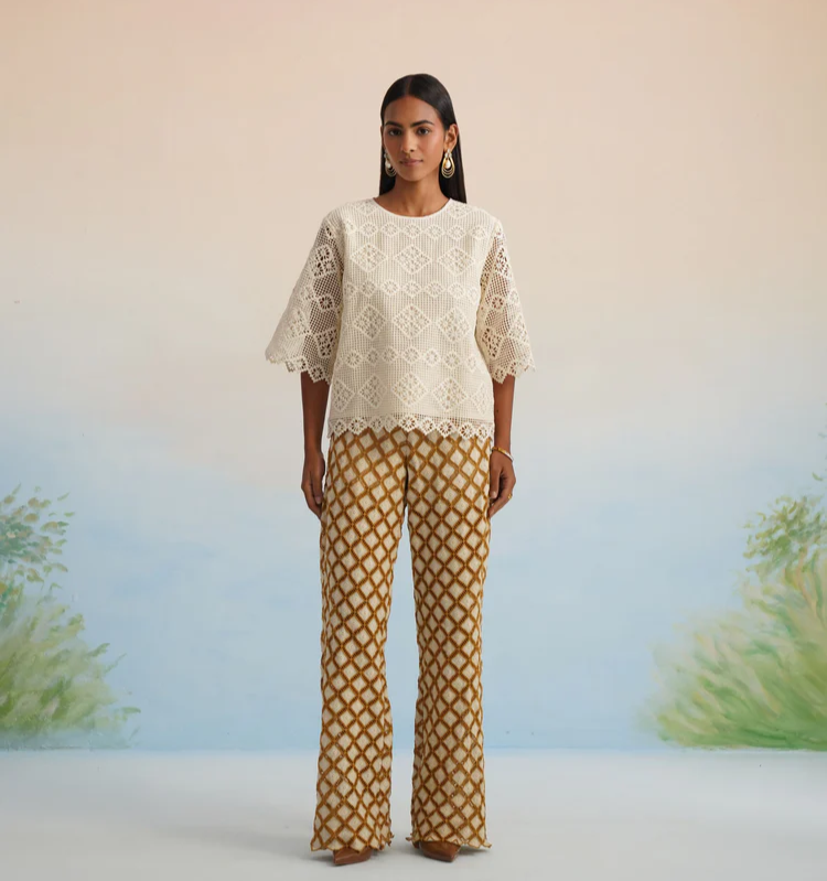 The Sienna Geometric Lace Pant Set